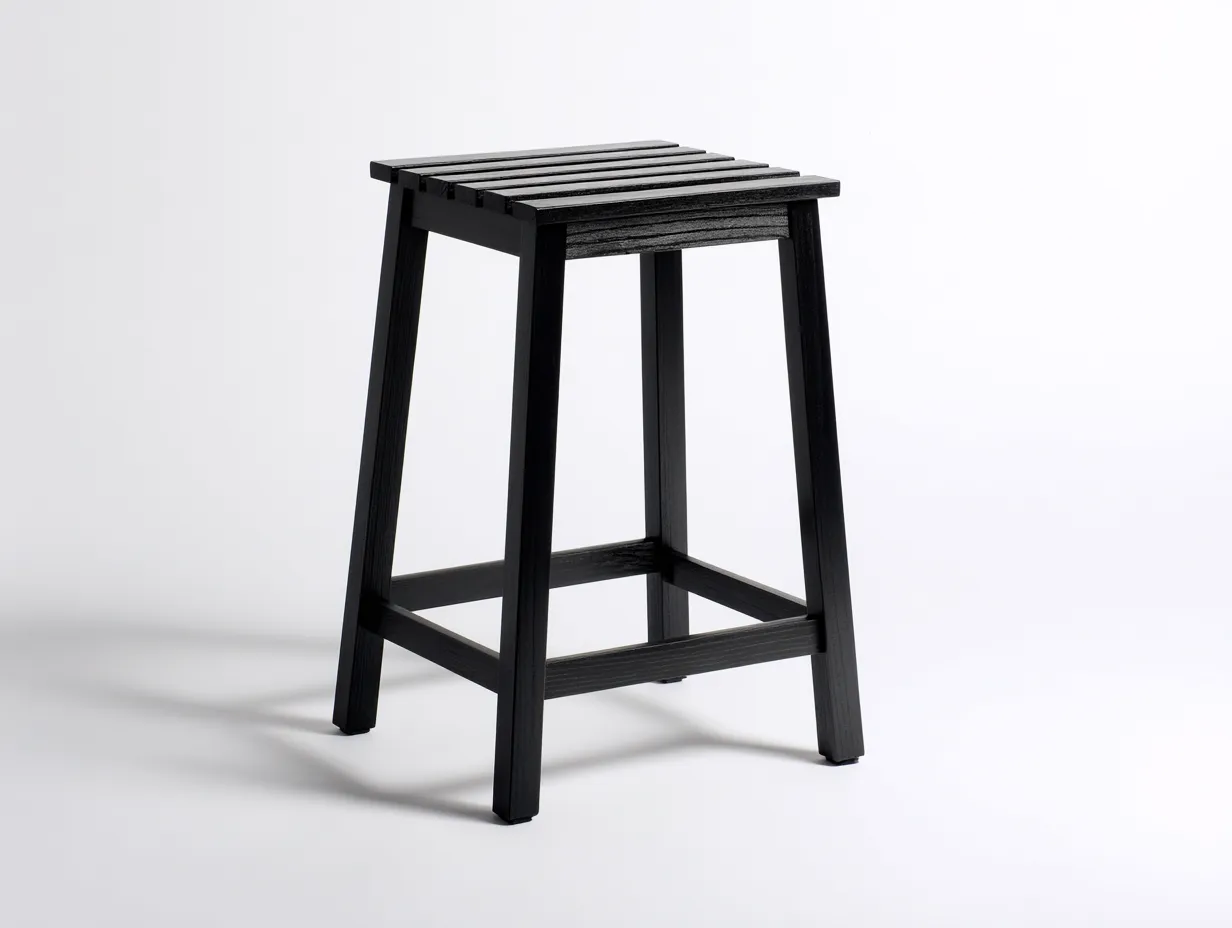 Barhocker 43x41x82 cm - schwarzes Holz - leicht geneigte Außenform für Außenbereich-Locormadecor