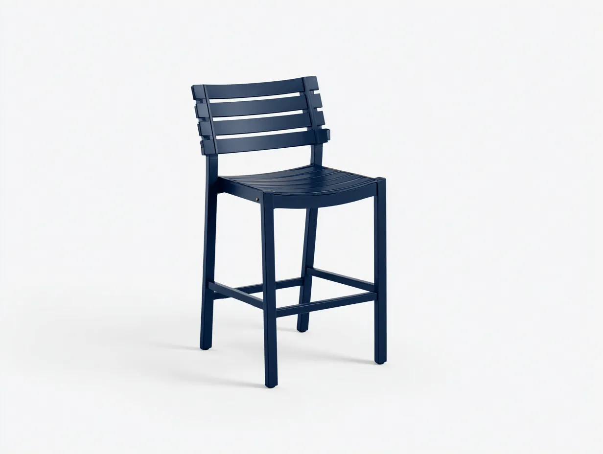 Barhocker 46x48x112 cm - dunkelblaues Metall - Lattenoptik für Außenbereich-Locormadecor