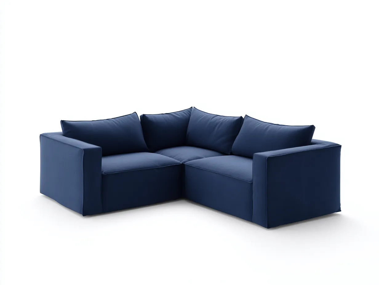 Ecksofa 264x206x74 cm - dunkelblauer Stoff - kompakte Loungeecke für Wohnzimmer-Locormadecor