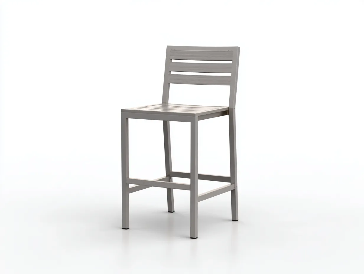 Barhocker 45x47x109 cm - graues Metall - Lattenlehne für Außenbereich-Locormadecor