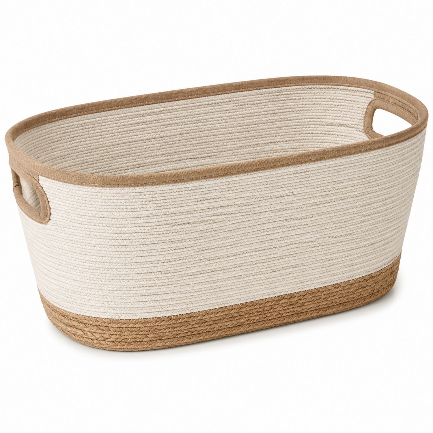 Ovaler Aufbewahrungskorb mit integrierten Griffen - Beige/Braun