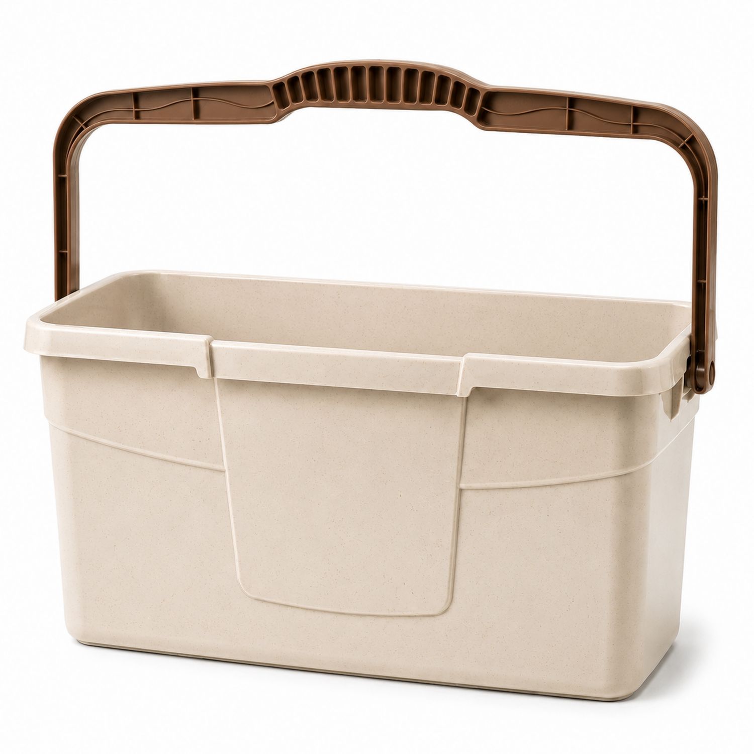 Rechteckiger Eimer mit ergonomischem Griff 15L Beige/Braun