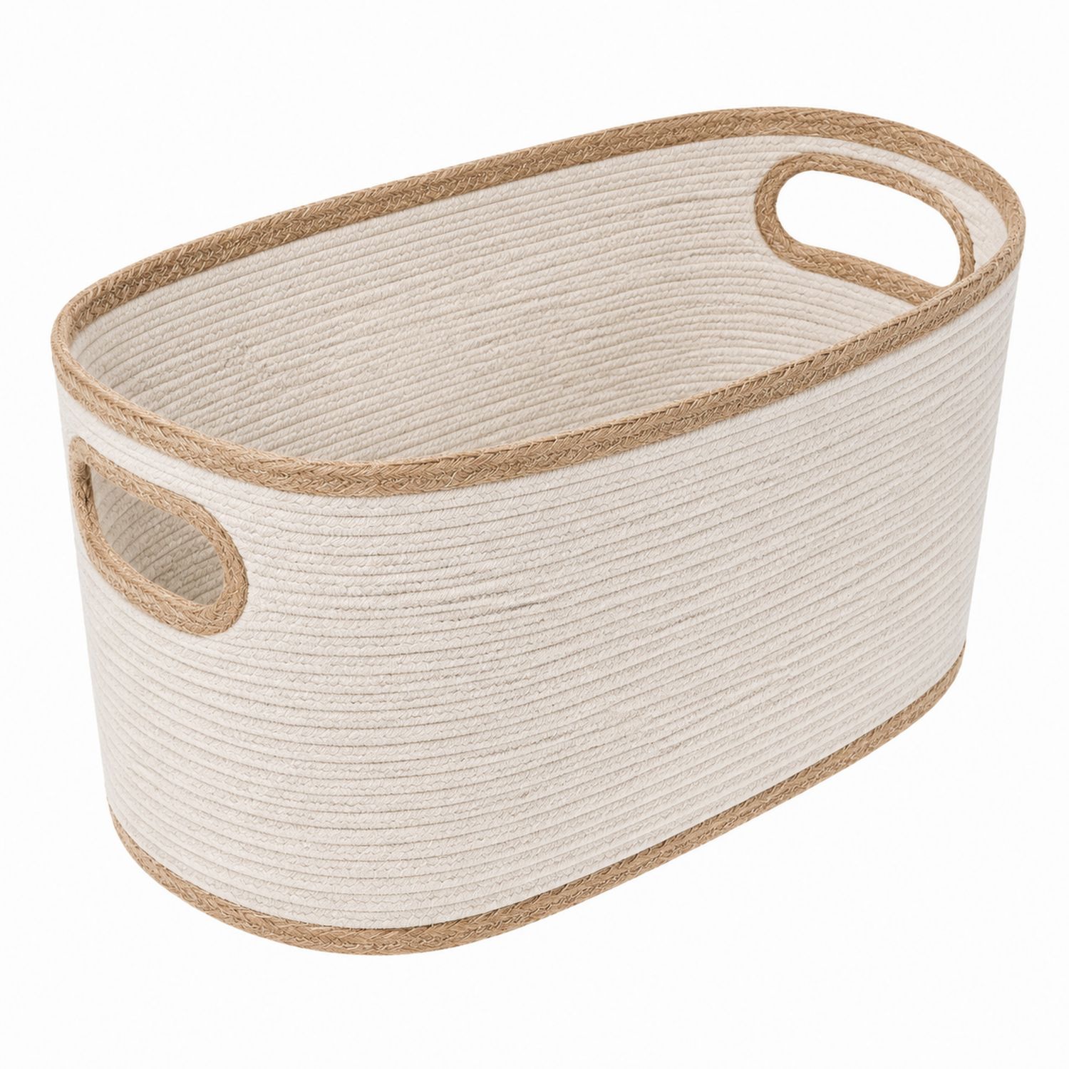 Ovaler Aufbewahrungskorb Beige mit Griffen