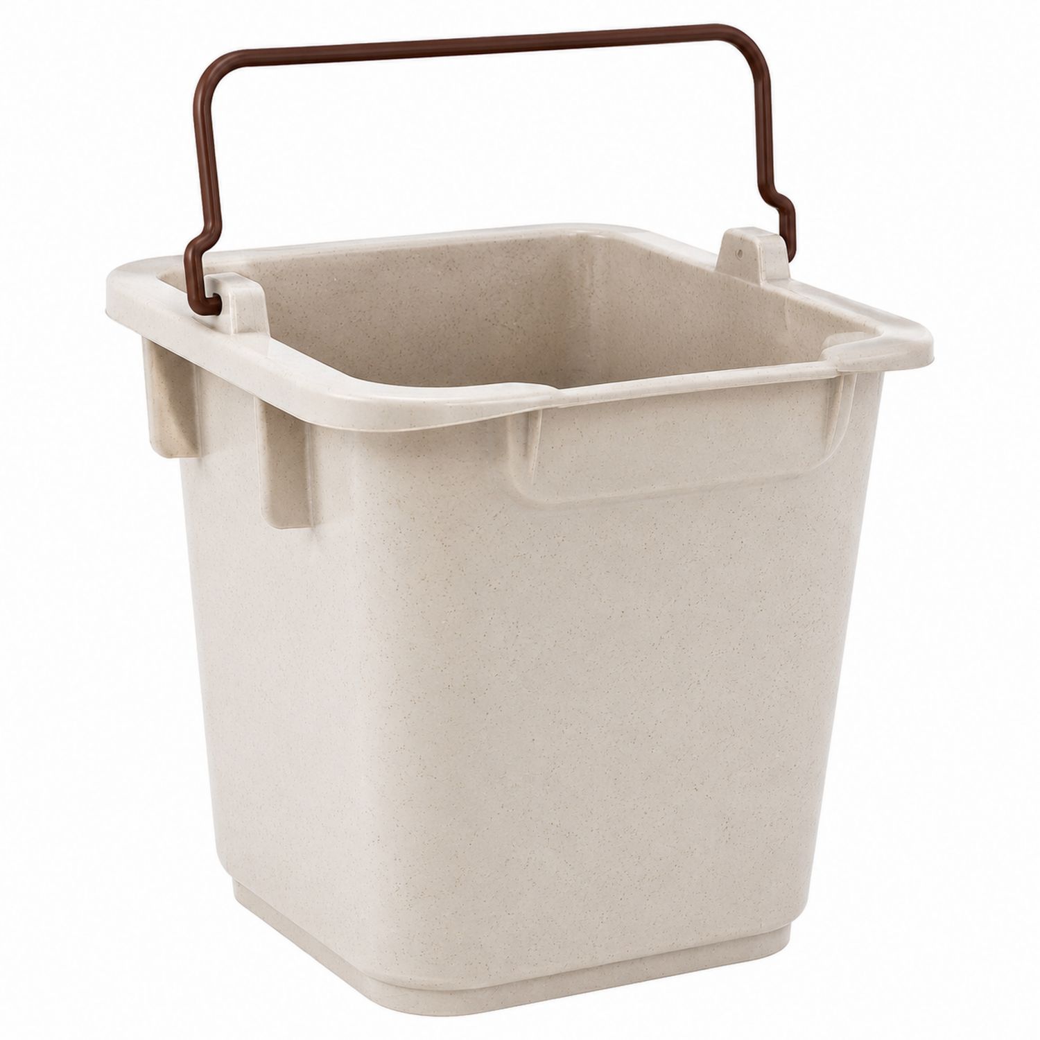 Quadratischer Kunststoff Eimer 10L Beige mit Tragegriff