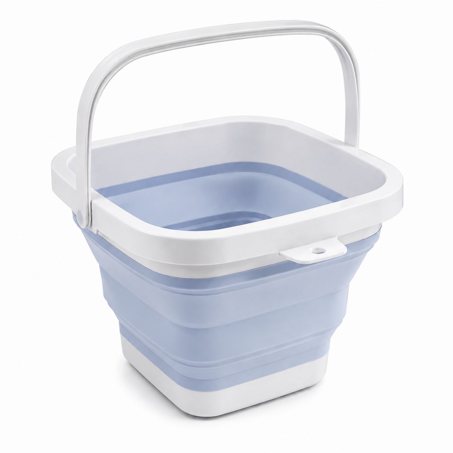Faltbarer Eimer Blau/Weiß 10L mit ergonomischem Griff