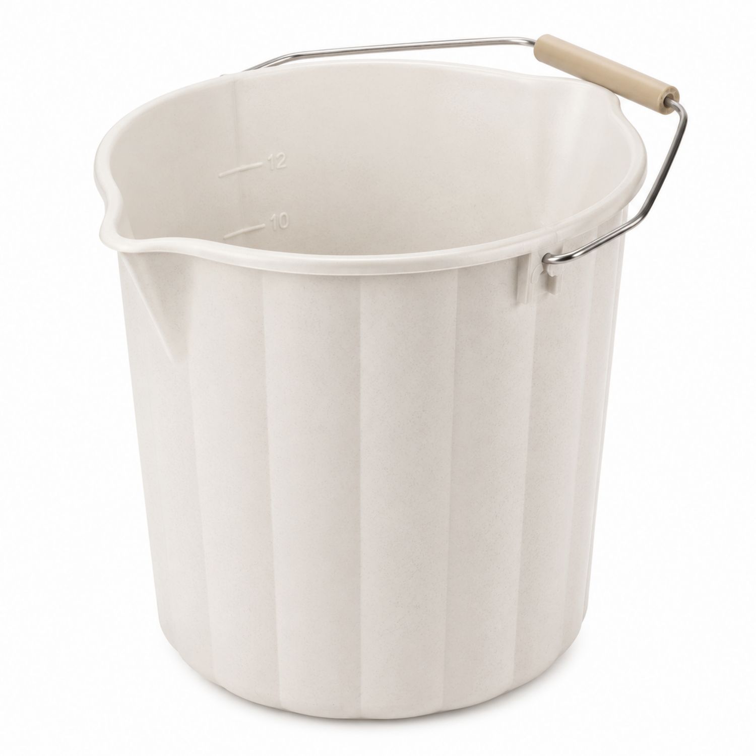 Beige Kunststoff Eimer 12L mit Metall-Holz-Griff