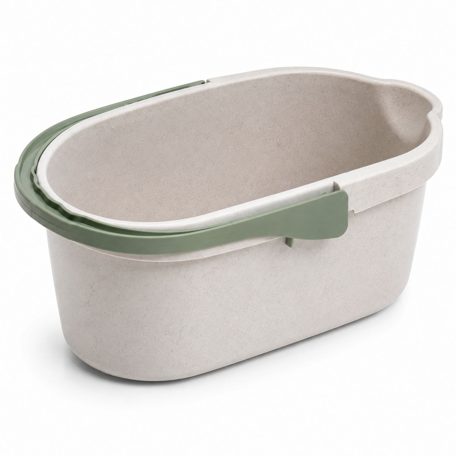 Rechteckiger Eimer mit ergonomischem Griff Beige/Grün 10L
