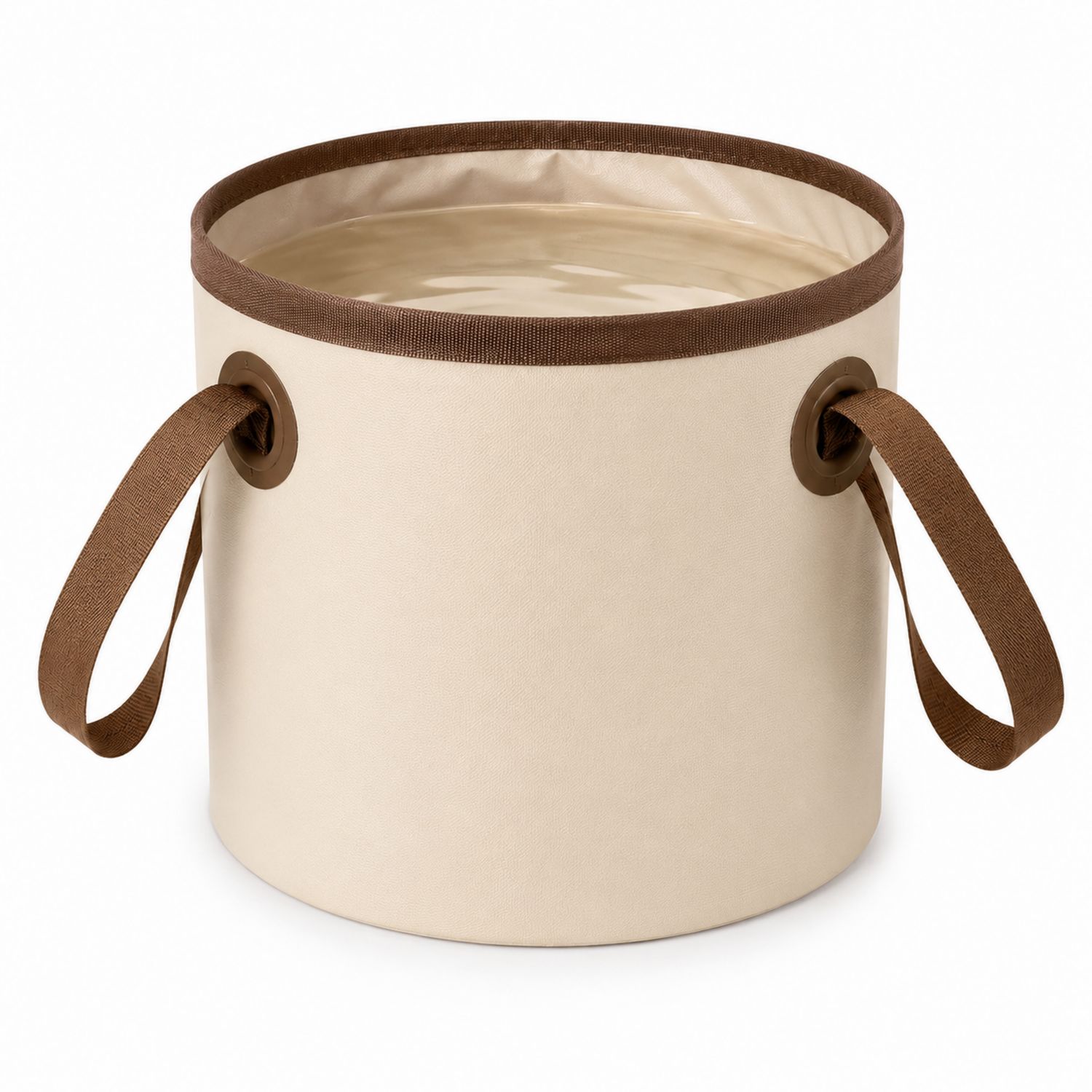 Faltbarer Eimer Beige mit Griffen 30x30cm 15L