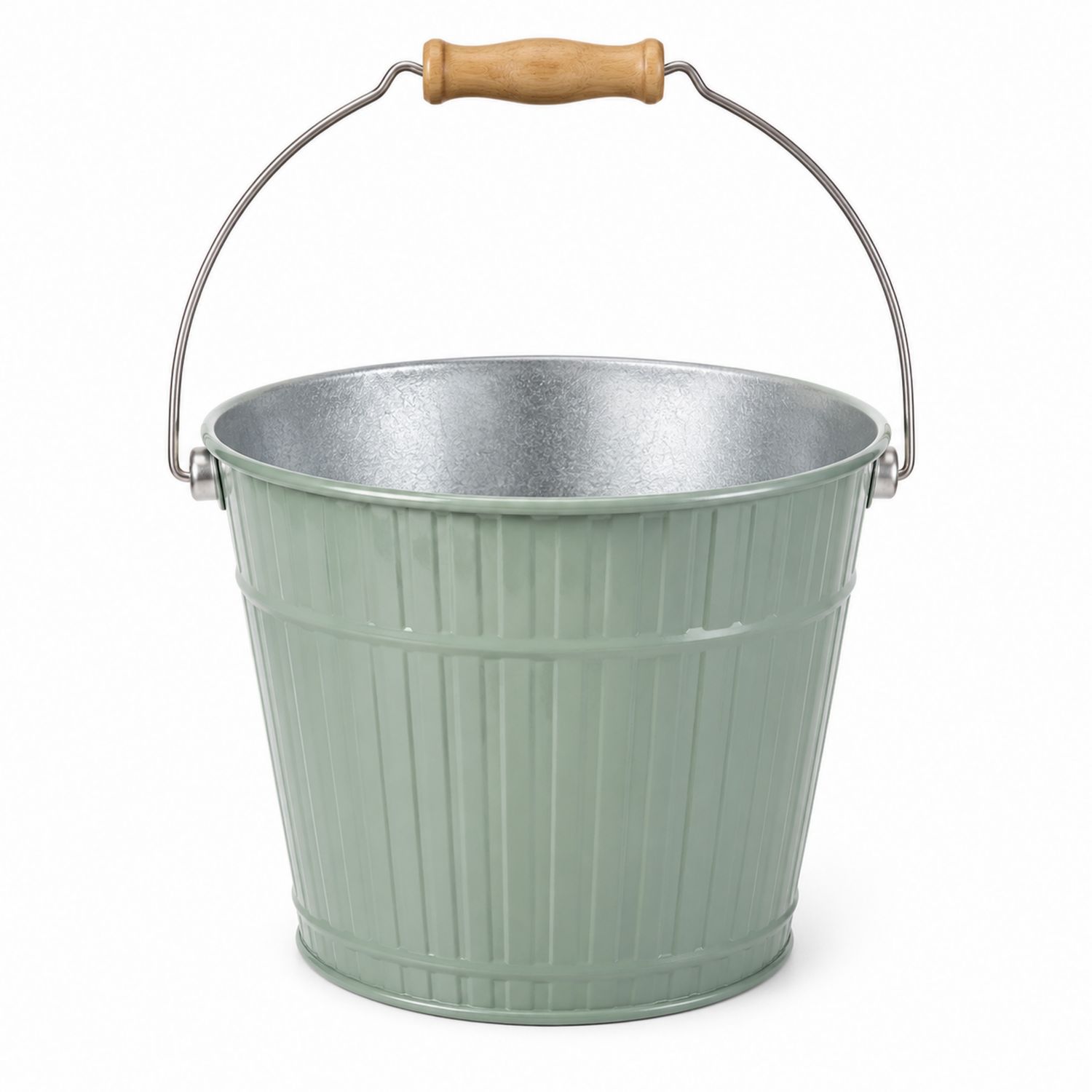 Verzinkter Eimer mit Holzgriff, Grün, 10L