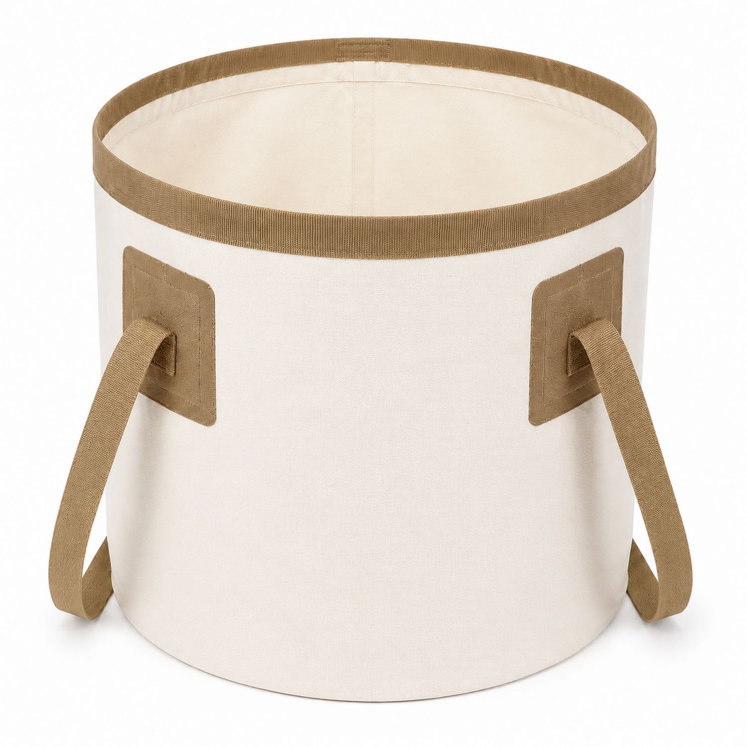Runder Aufbewahrungskorb Beige/Braun mit Griffen, 35x40cm