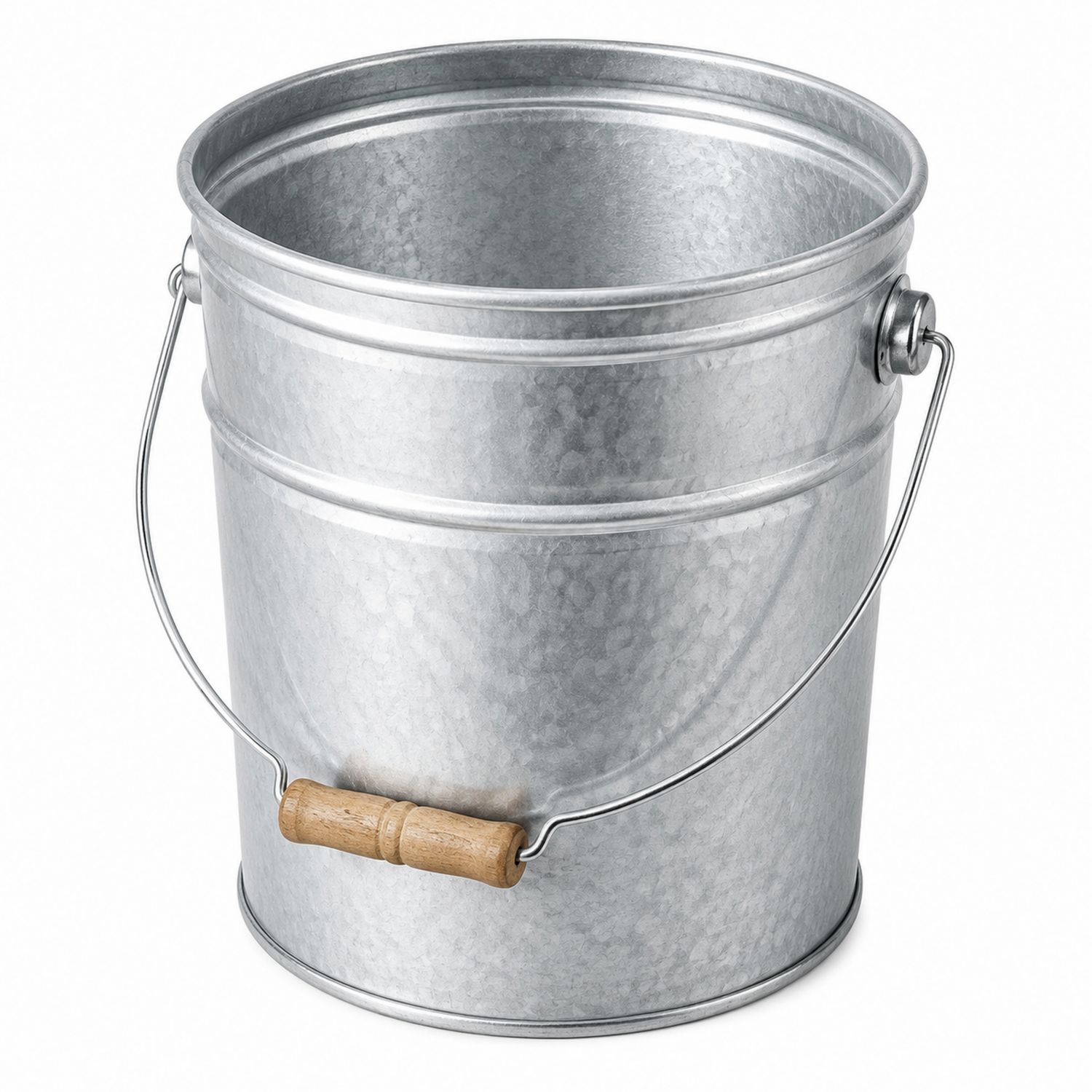 10L Eimer aus verzinktem Stahl mit Holzgriff