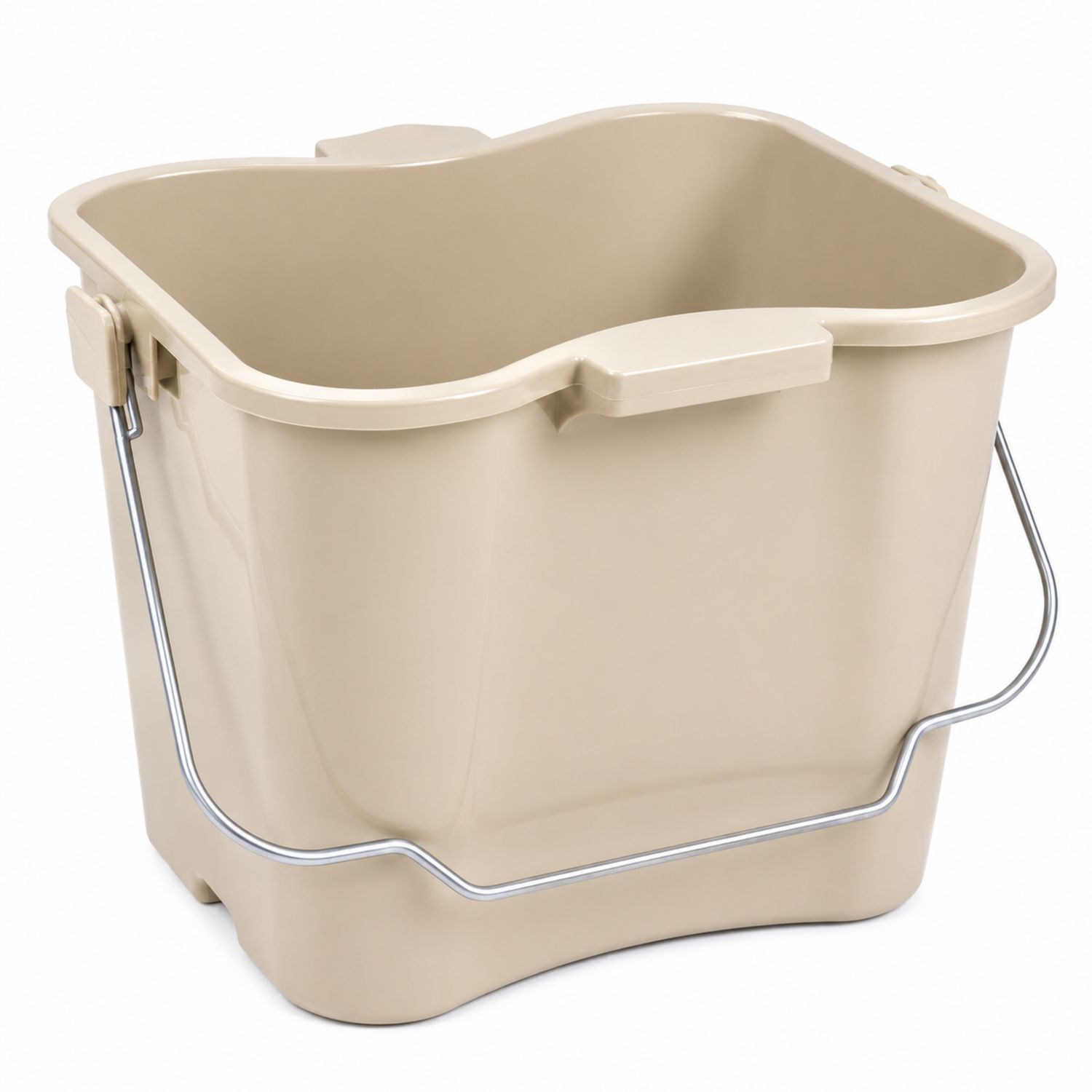 Rechteckiger Kunststoff-Eimer Beige 15L mit Metallhenkel