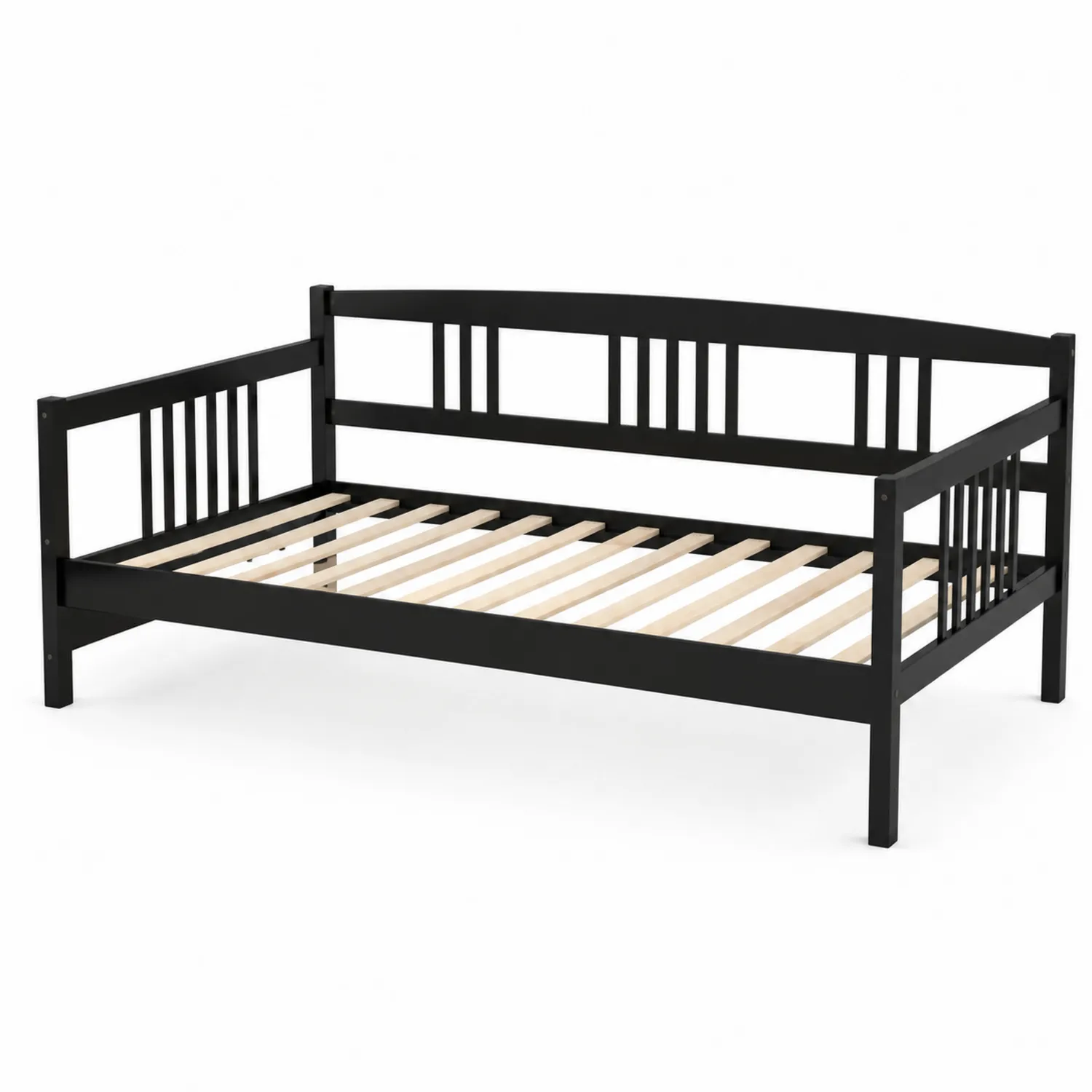 Łóżko dzienne drewniane czarne 200 cm x 90 cm