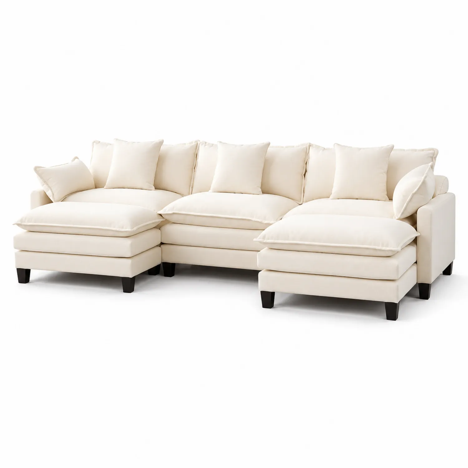 Sofa narożna beżowa z poliestru 300x200x85 cm