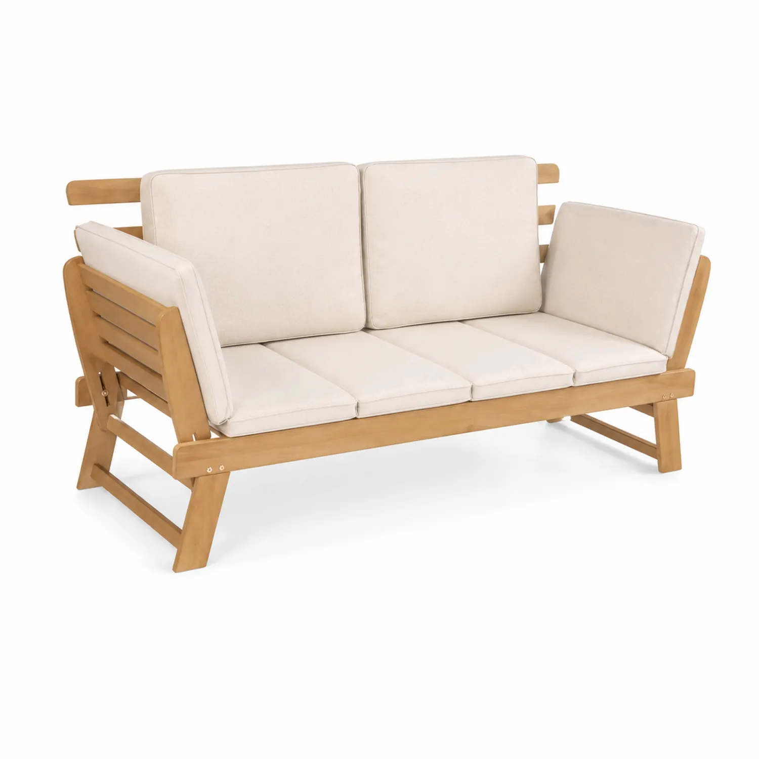 Sofa drewniana z poduszkami z poliestru 180 cm