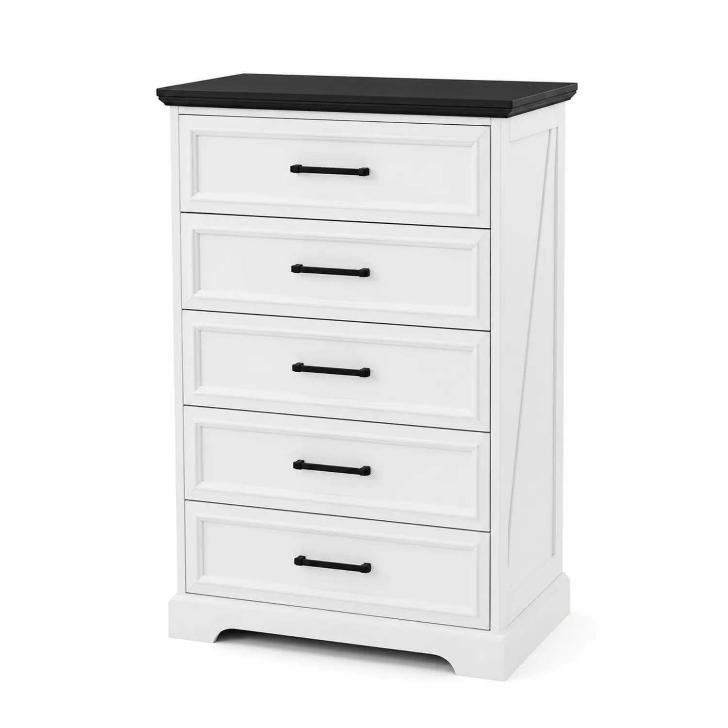 Komoda z 5 szufladami Biało-Czarna MDF