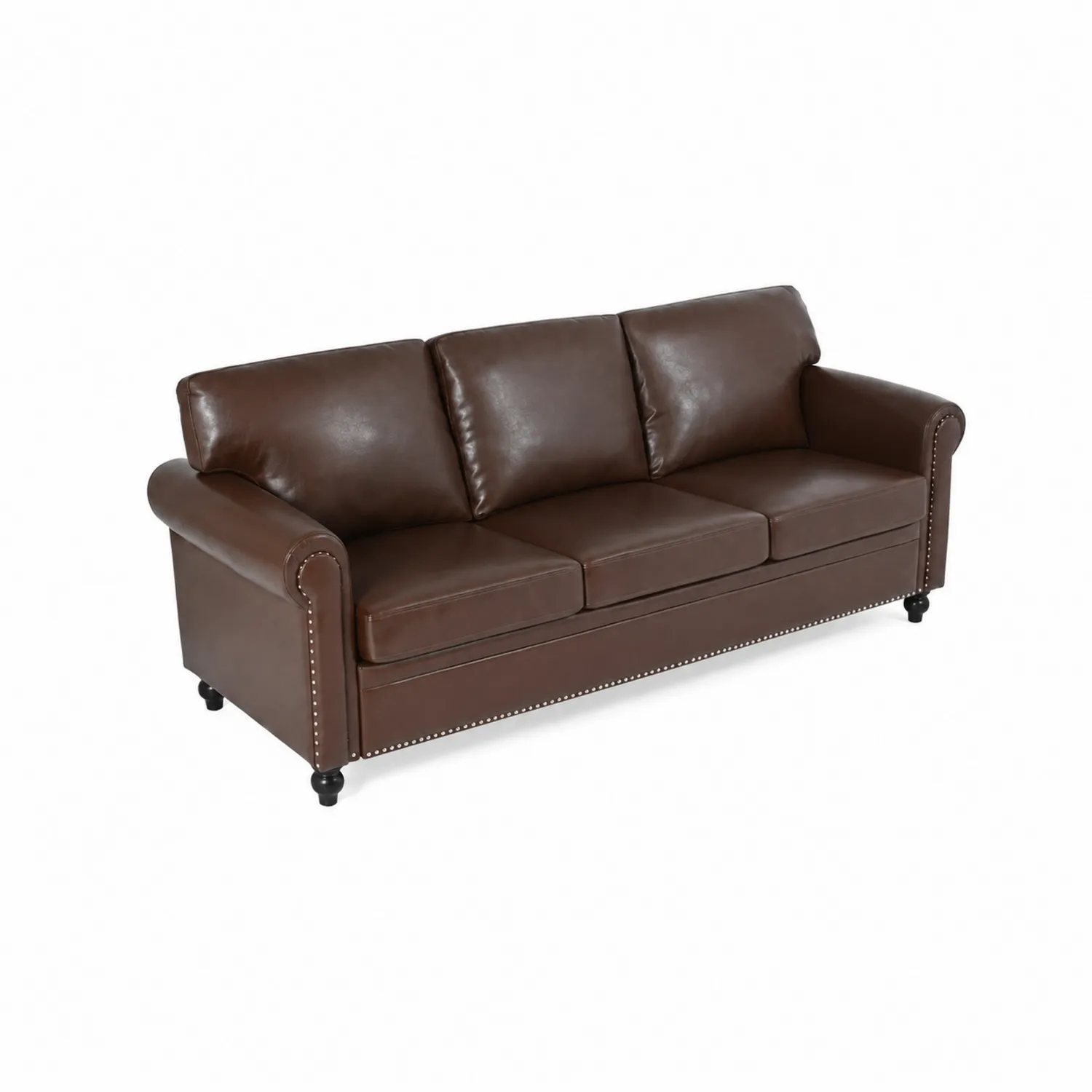 Trzyosobowa sofa skórzana brązowa