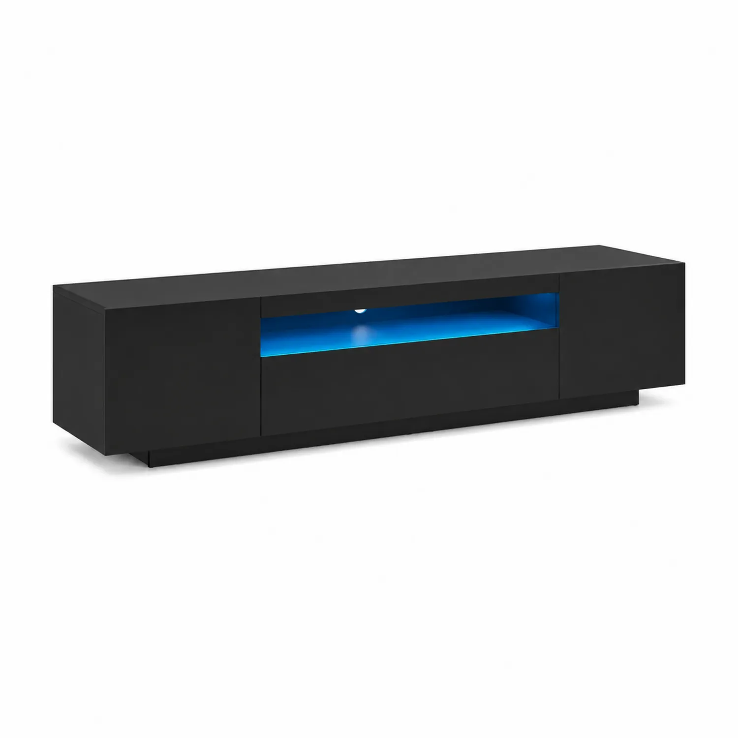 Szafka RTV Czarna z LED 140x40x35 cm Płyta MDF