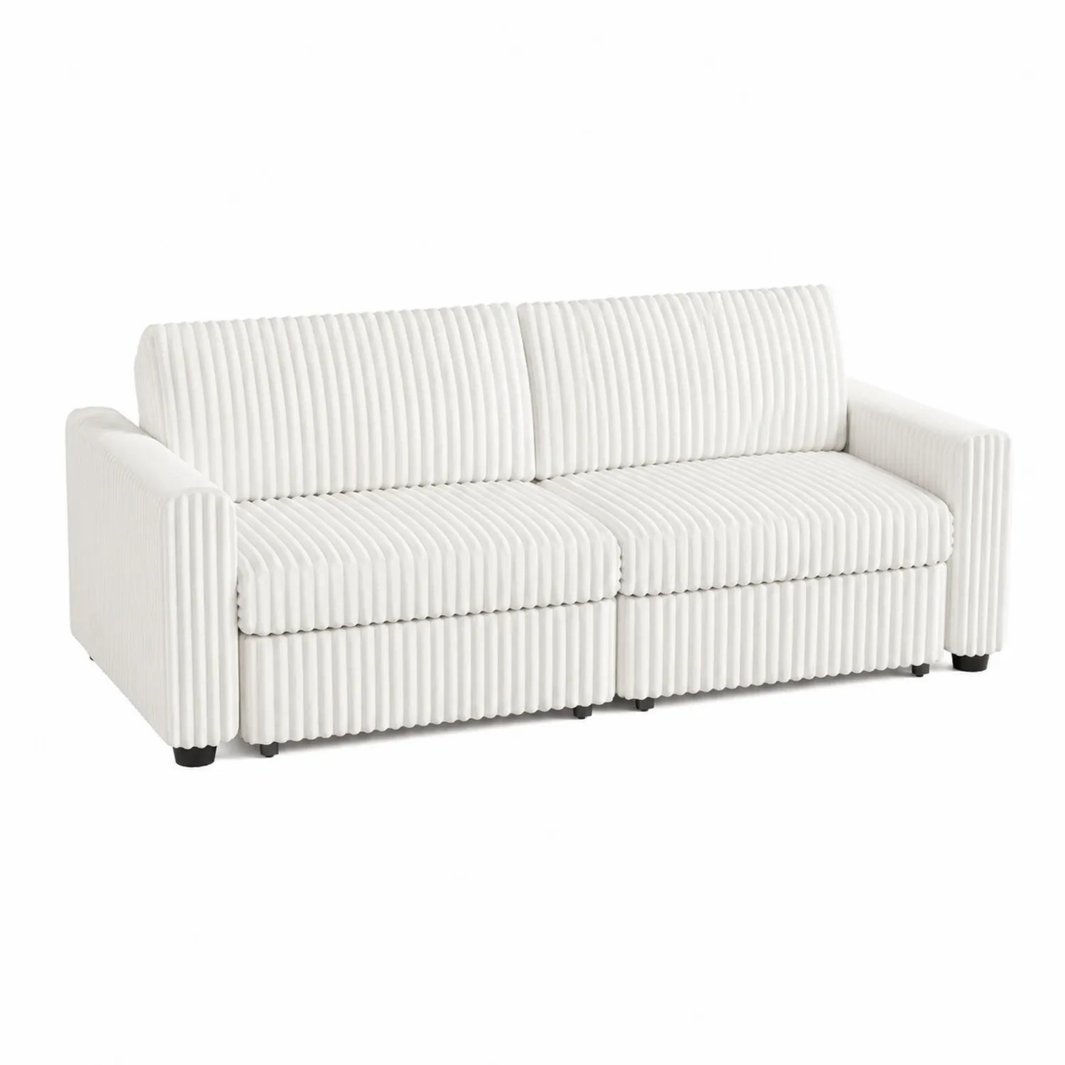 Sofa trzyosobowa z białego weluru 200 cm