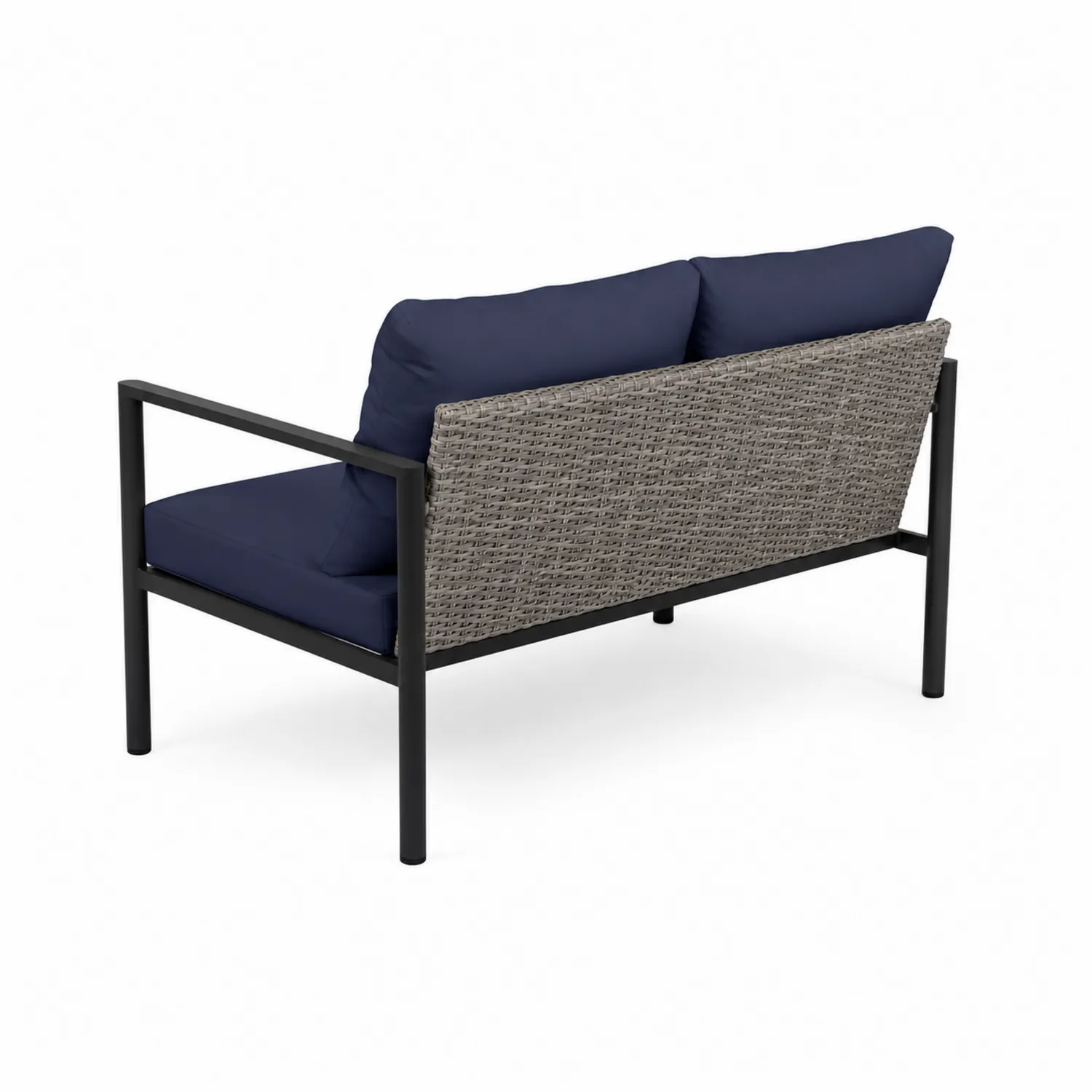 Sofa z aluminium z poduszkami, granatowa, 120 cm