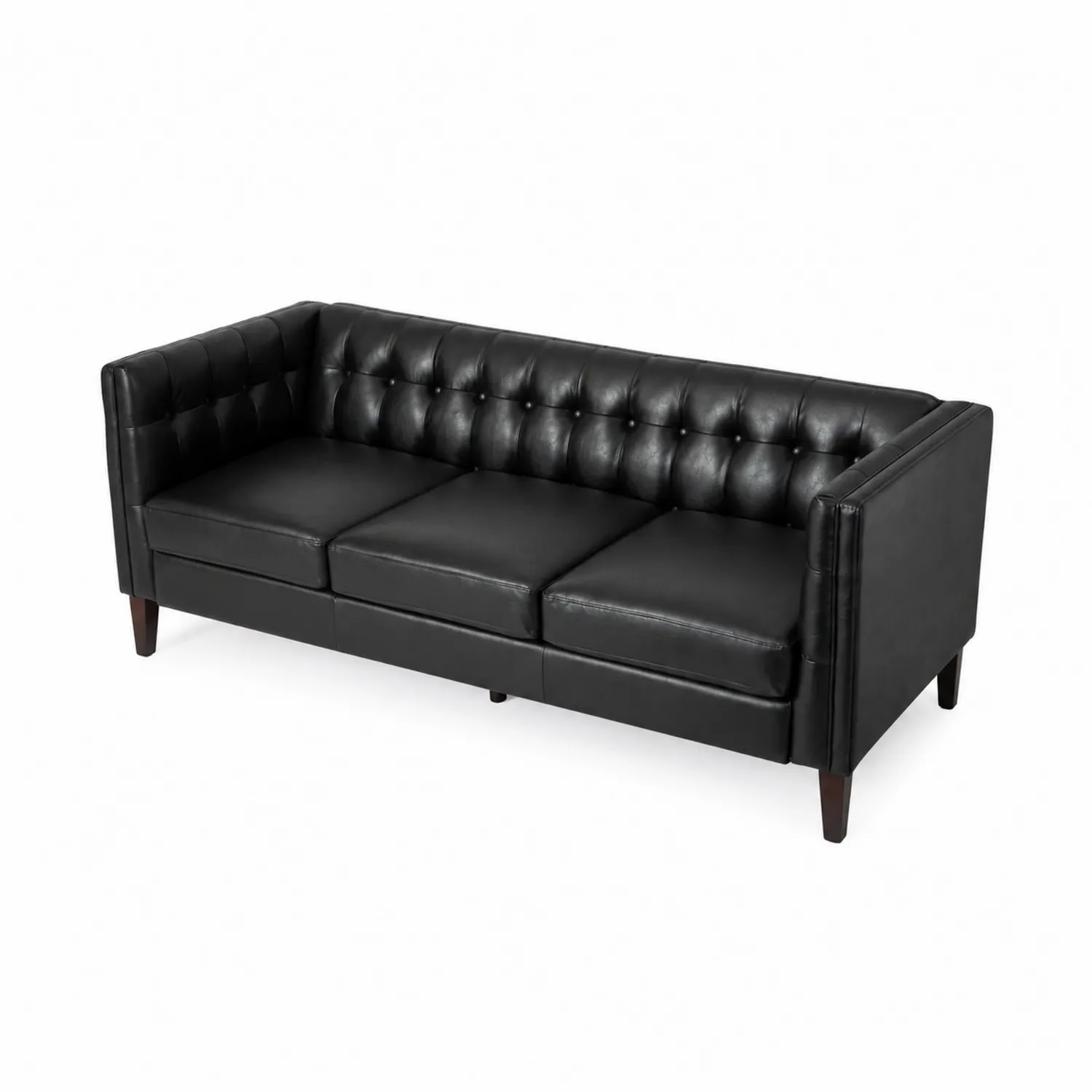 Sofa Skórzana Trzyosobowa z Drewna Bukowego
