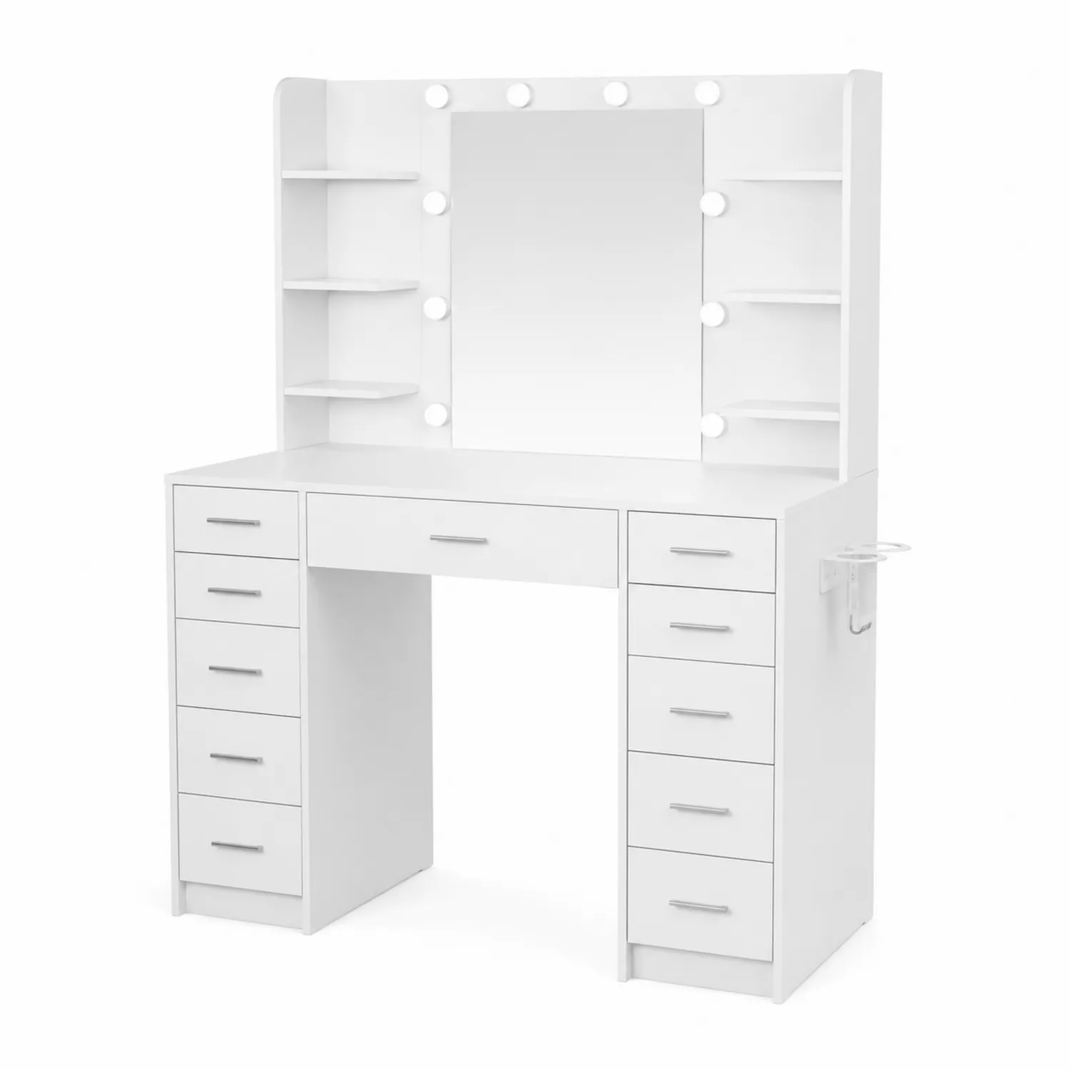 Toaletka z lustrem LED biała MDF i szkło