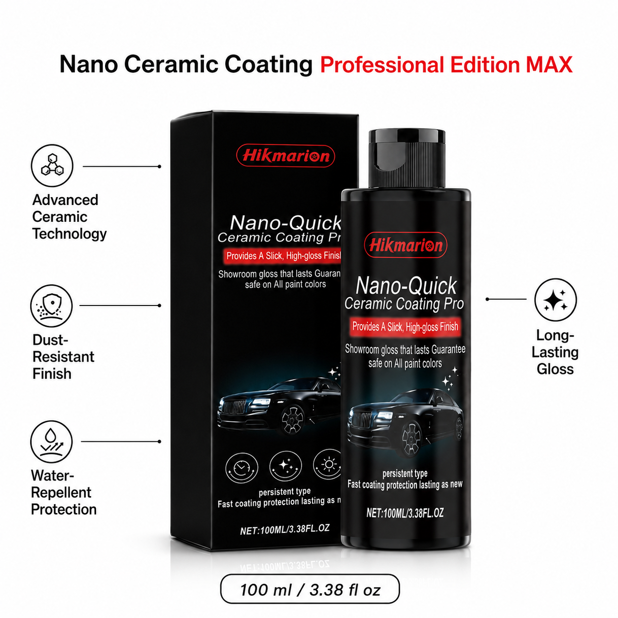 🚗Nano Ceramic Coating for Cars – Professional MAX 100ml Hydrophobic Paint Protector with Long-Lasting Gloss-LIN
