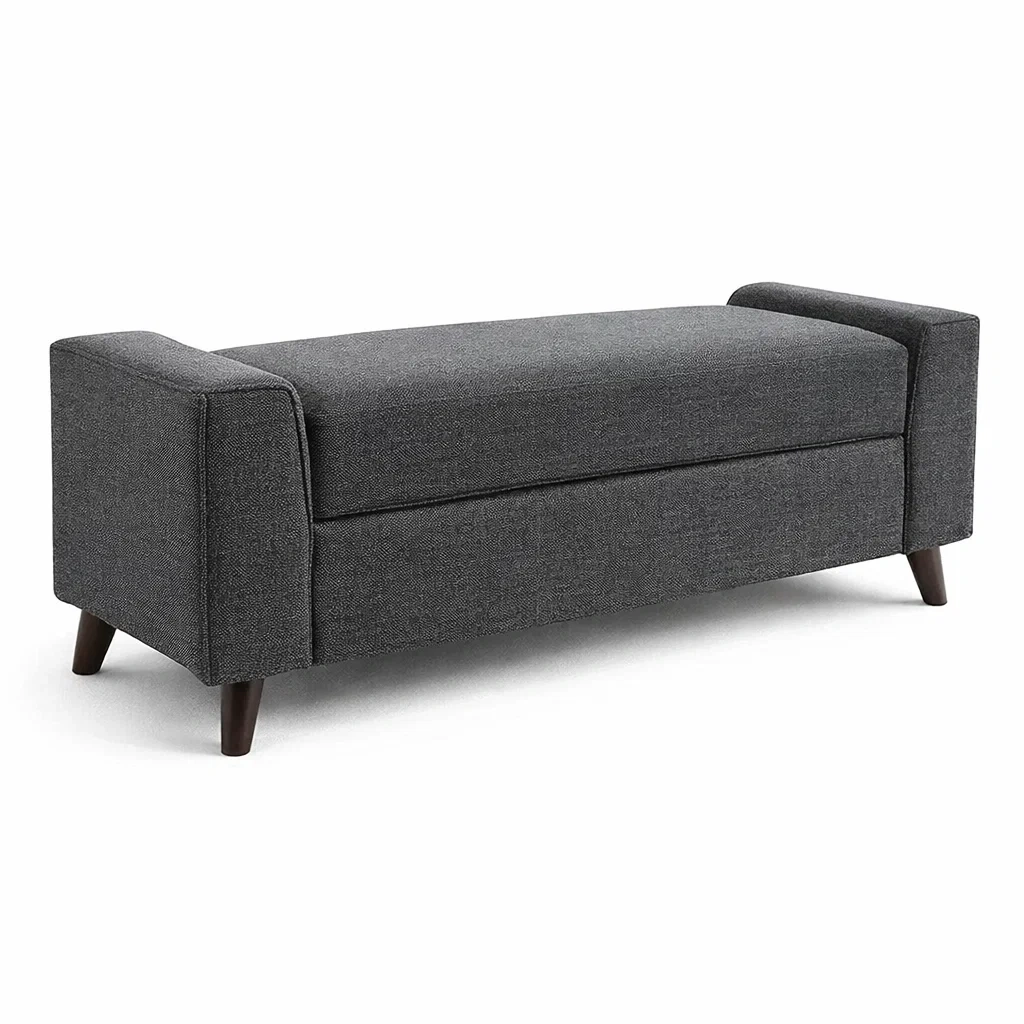 Stoffgepolsterte Bank mit Armlehnen Dunkelgrau 140x48x54 cm-MEUBETRIX