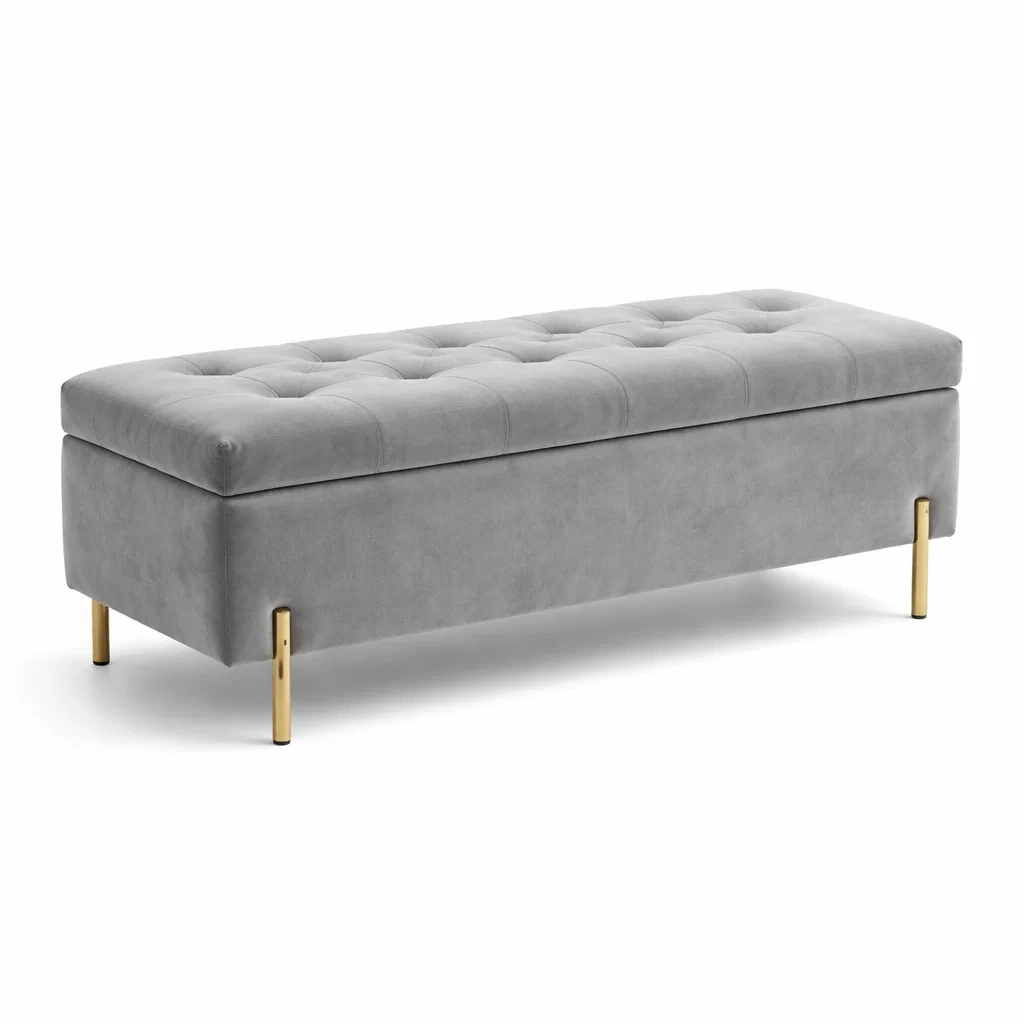 Samt-Aufbewahrungsbank Grau 140 cm-MEUBETRIX