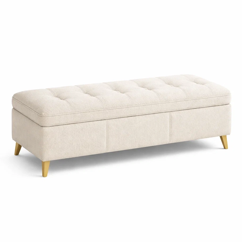 Polsterbank mit Stauraum Holz Beige 140x40x45 cm-MEUBETRIX