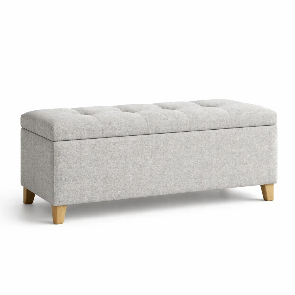 Polsterbank mit Stauraum Leinen Grau 120x40x45 cm-MEUBETRIX