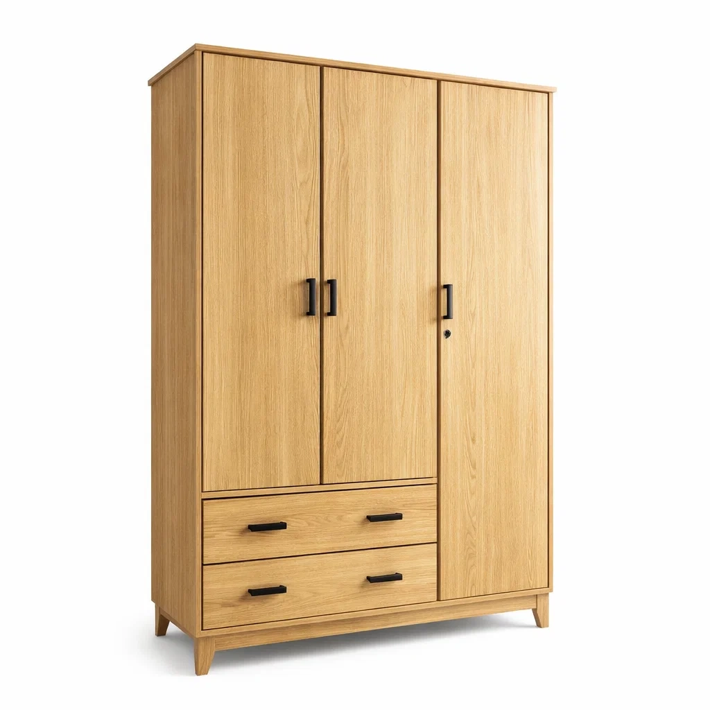 Kleiderschrank Holz Drehtüren 180x90x50 cm-MEUBETRIX