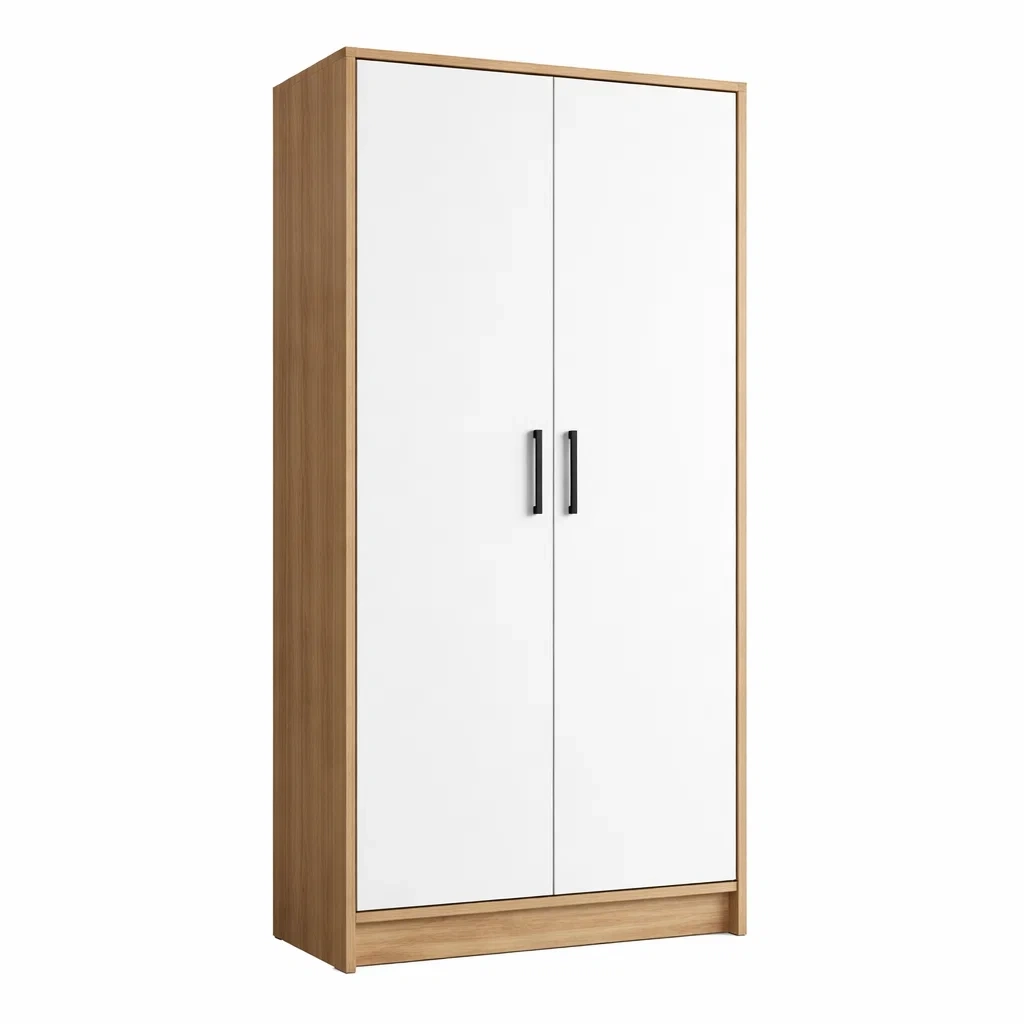 Schrank MDF Holzoptik/Weiß 2-türig 180 cm-MEUBETRIX