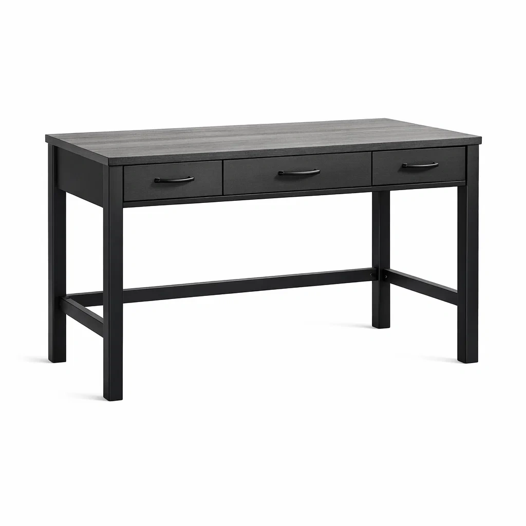 Schreibtisch mit Schubladen aus MDF Schwarz 120x60x75 cm-MEUBETRIX