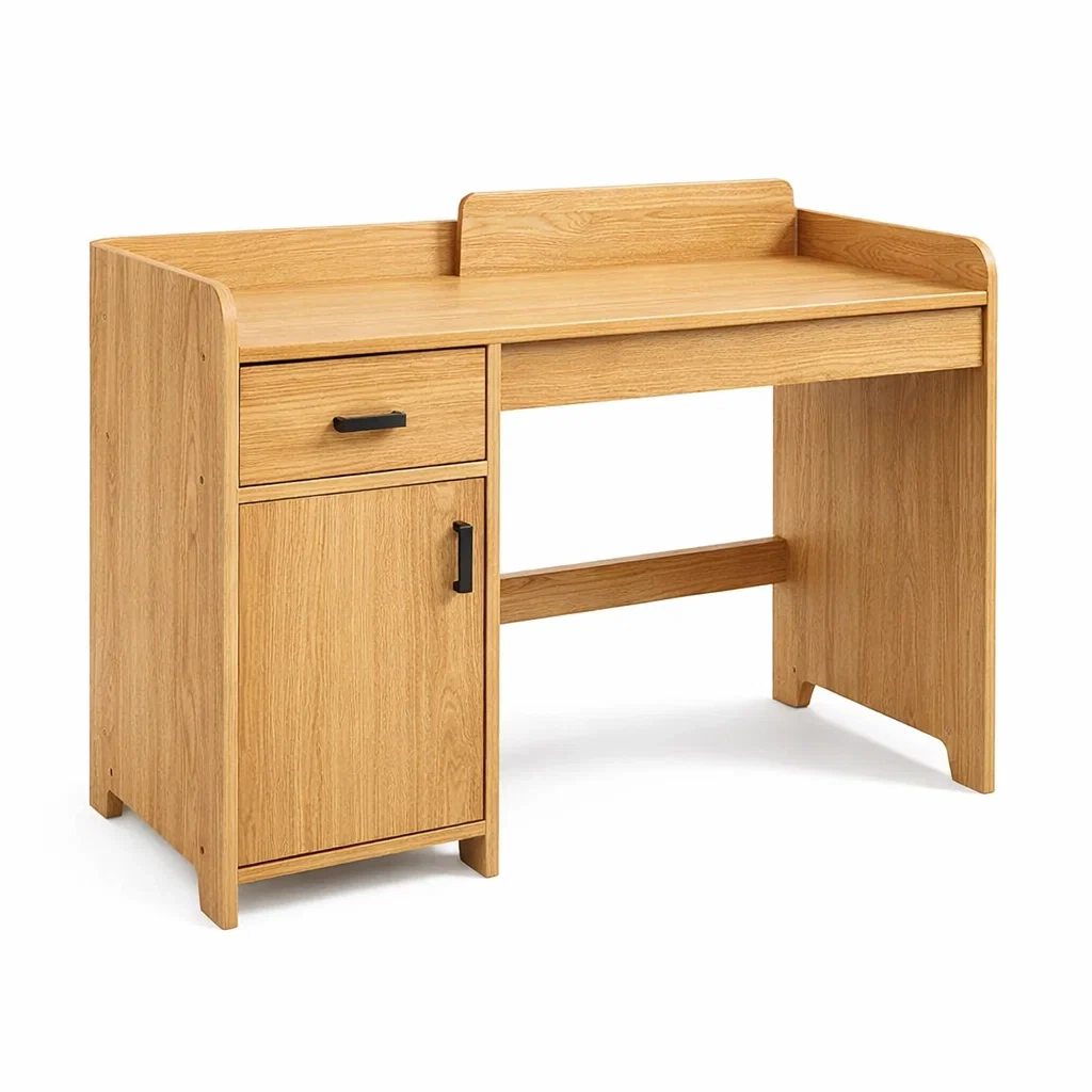 Schreibtisch aus Eichenfurnier mit Schublade und Schrank 120x60x75cm-MEUBETRIX
