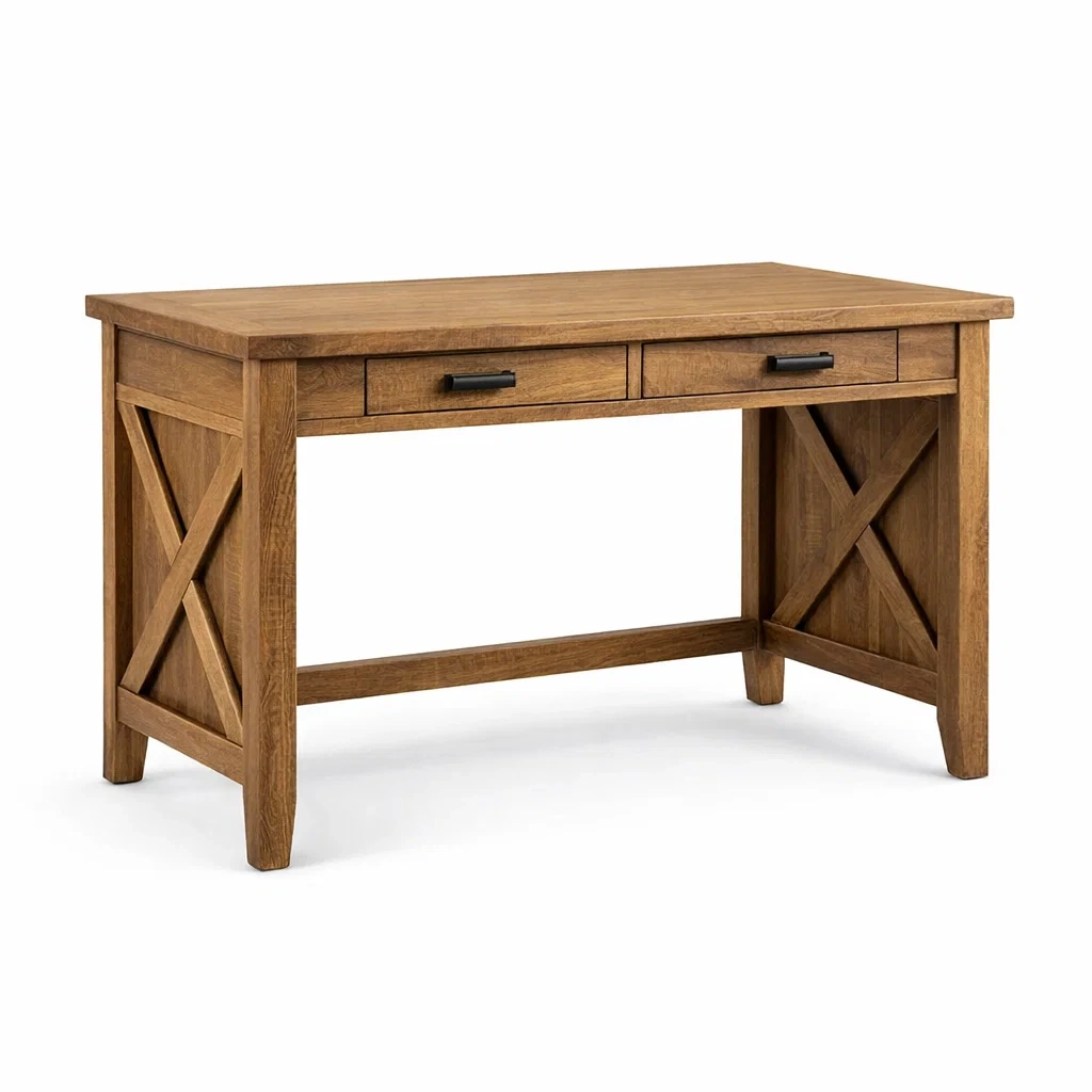 Holzschreibtisch mit 2 Schubladen 120x60x75cm-MEUBETRIX
