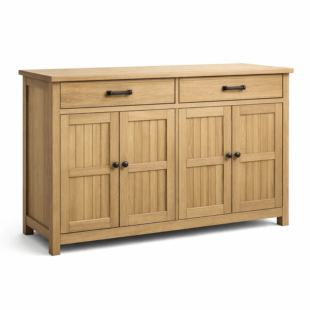 Sideboard aus Eichenholz mit Schubladen und Türen-MEUBETRIX