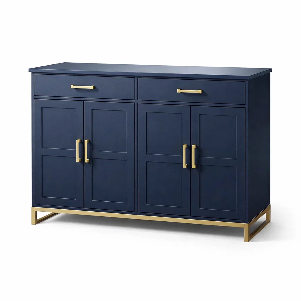 Holzsideboard Blau mit Metallrahmen-MEUBETRIX