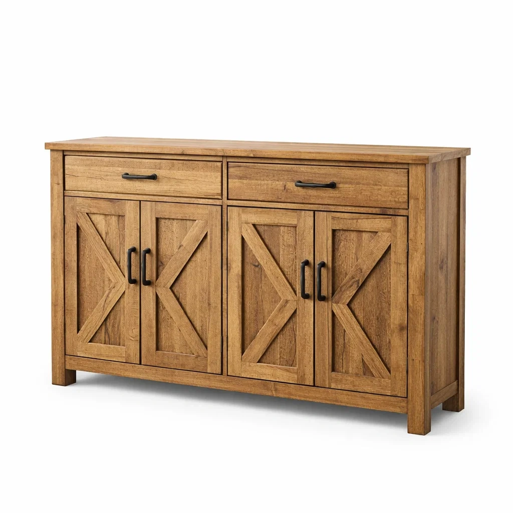 Sideboard aus Eichenholz mit Schubladen und Türen 120x40x80 cm-MEUBETRIX
