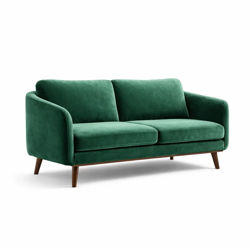 3-Sitzer Samt Sofa Grün mit Holzgestell-MEUBETRIX