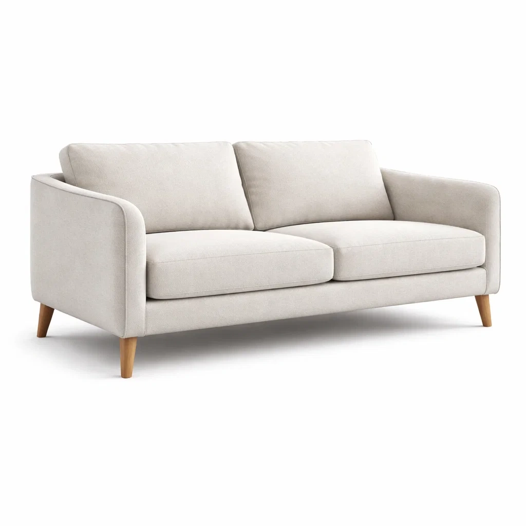 3-Sitzer Sofa Stoff Beige mit Massivholzbeinen-MEUBETRIX