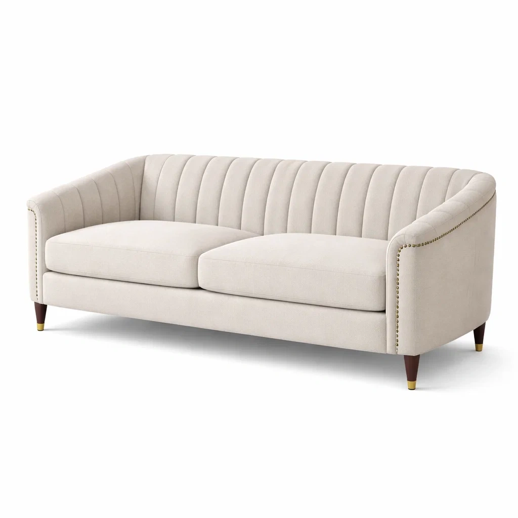 Dreier-Sofa Stoff Beige 200 cm-MEUBETRIX