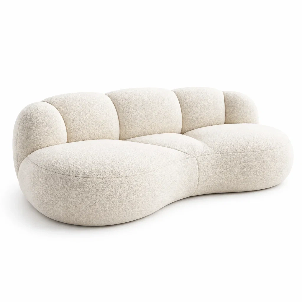 Dreisitzer Sofa Bouclé Creme 220cm-MEUBETRIX