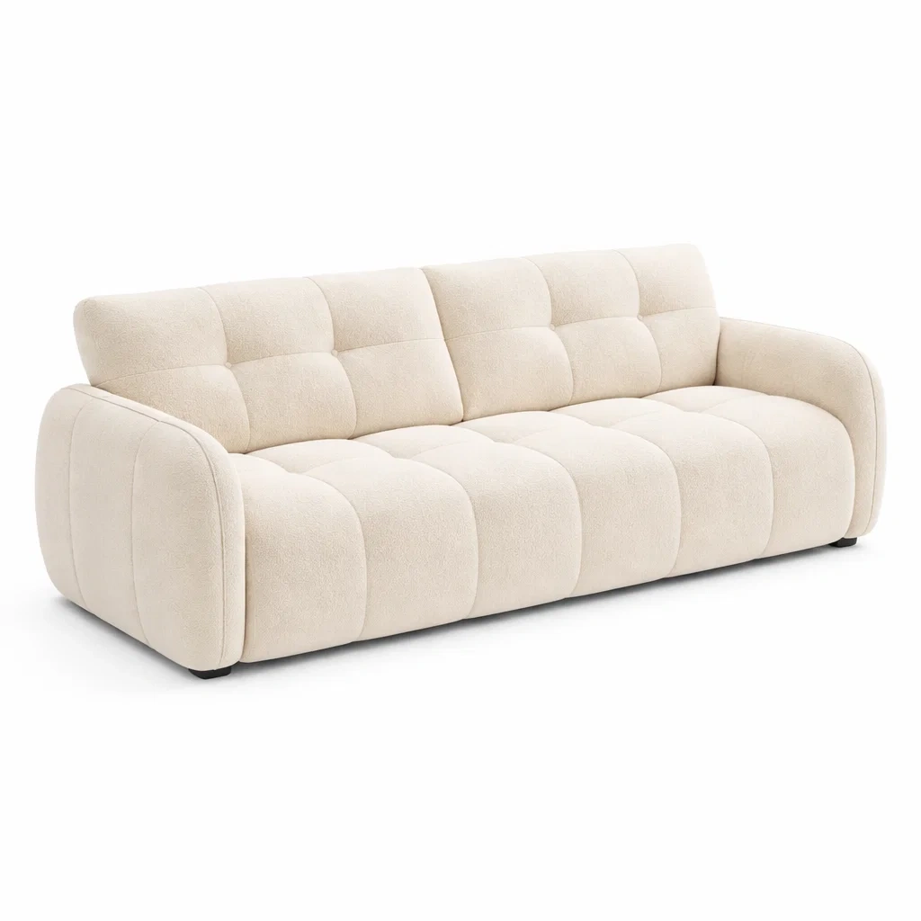 3-Sitzer Sofa Cremeweiß Textilgewebe Gepolstert-MEUBETRIX