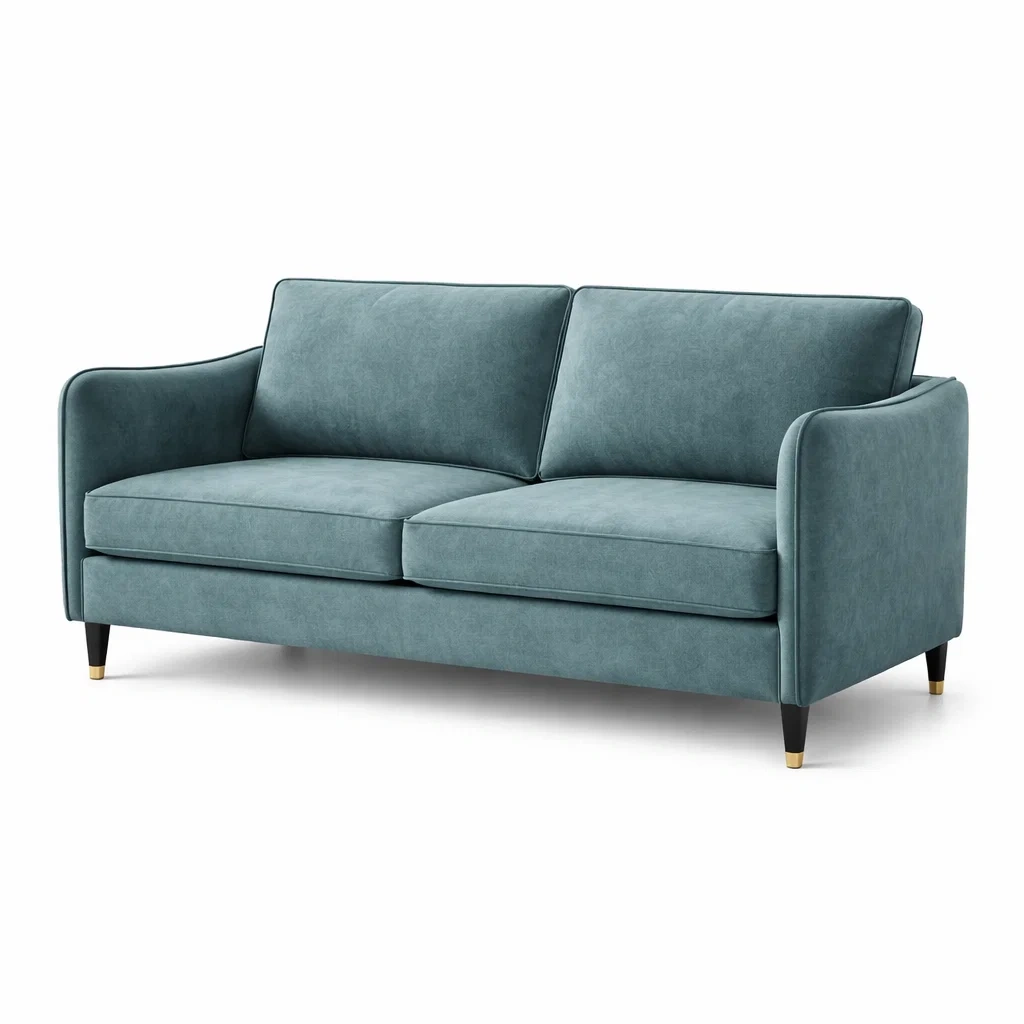 3-Sitzer Sofa Samt Blau 200x90x85 cm-MEUBETRIX