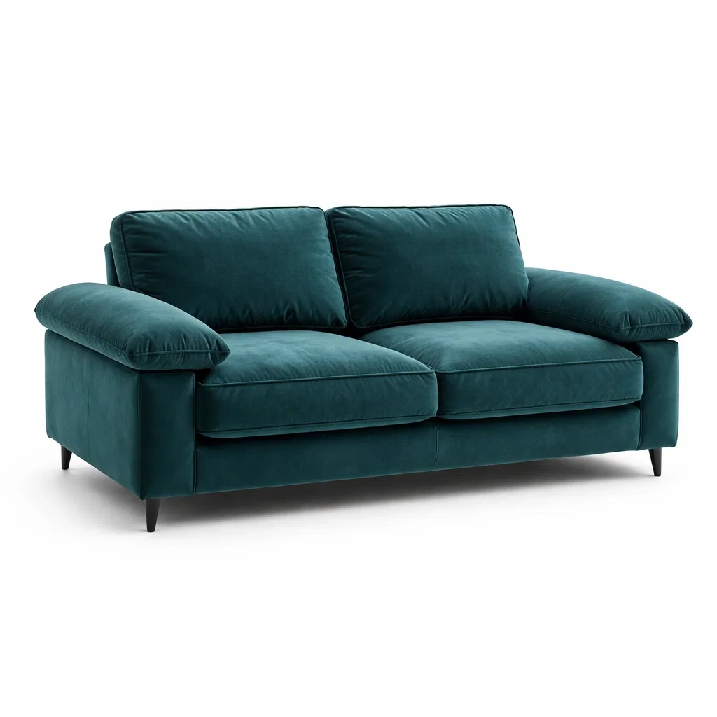Samtsofa Dunkelgrün 200cm-MEUBETRIX