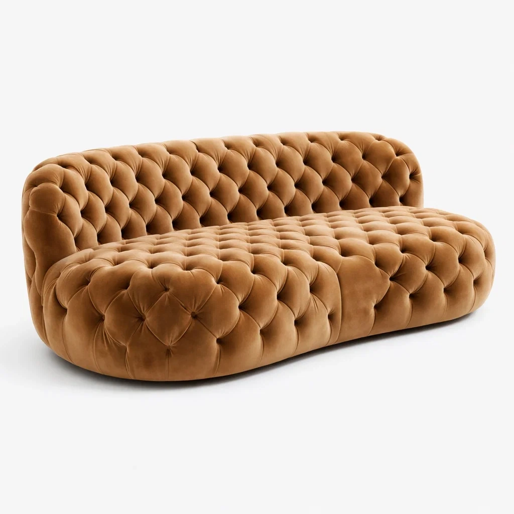 3-Sitzer Sofa Velours Braun Gesteppt 200x90x85 cm-MEUBETRIX