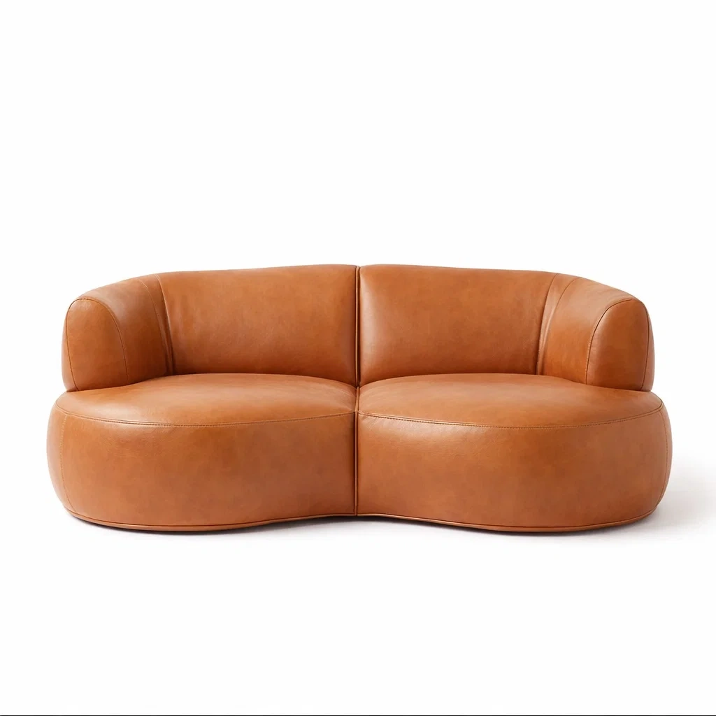 2-Sitzer Ledersofa Braun-MEUBETRIX