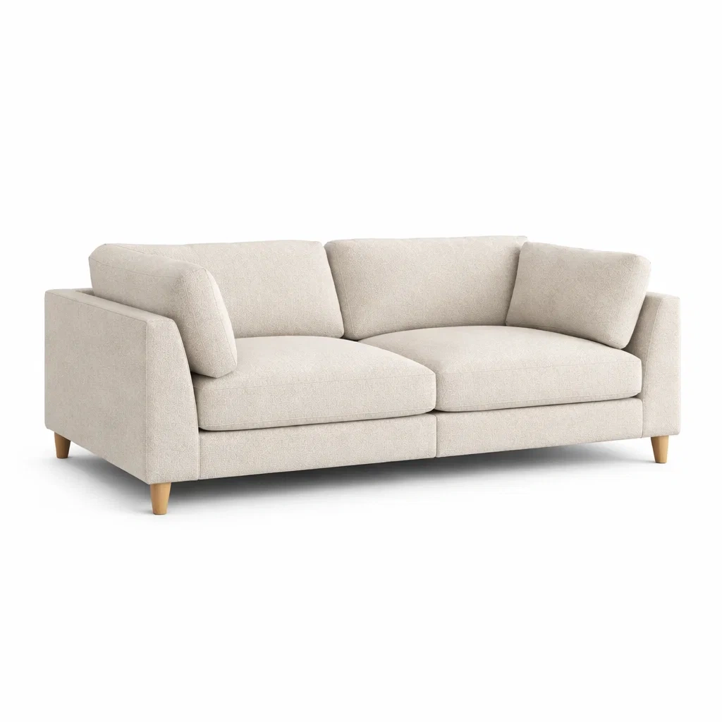 3-Sitzer Sofa aus Polyestergewebe Beige 200cm x 90cm x 85cm-MEUBETRIX