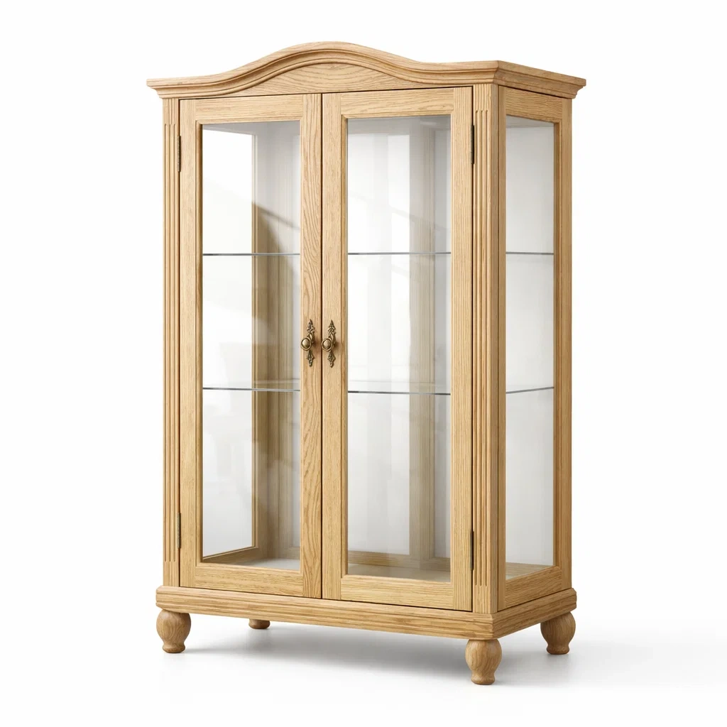 Eiche Vitrine mit Glastüren 120x40x180cm-MEUBETRIX